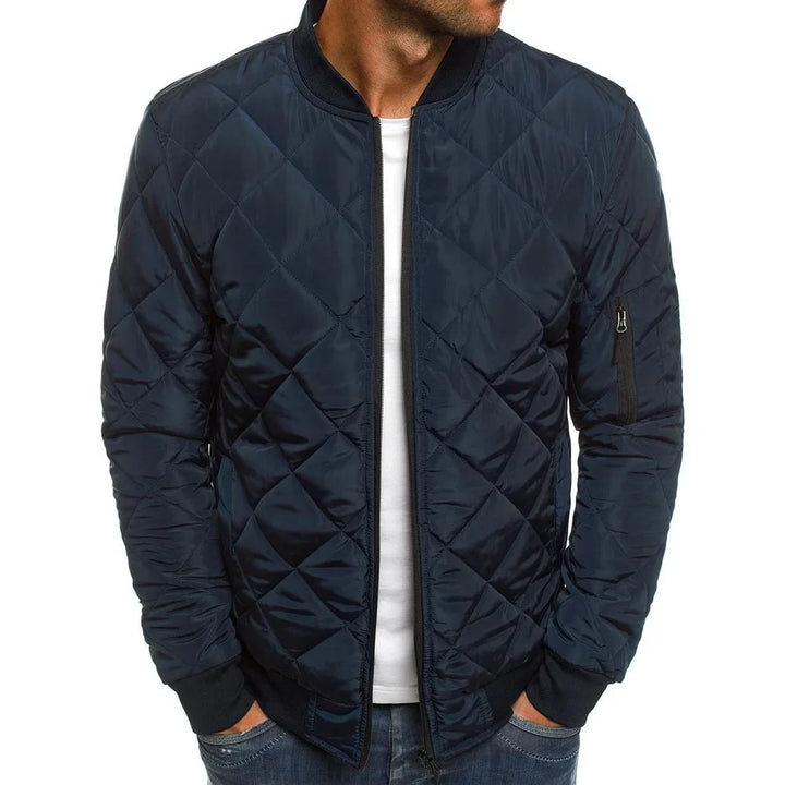 Comfortable men's casual coat with a unique diamond pattern, perfect as stylish everyday outerwear for men.