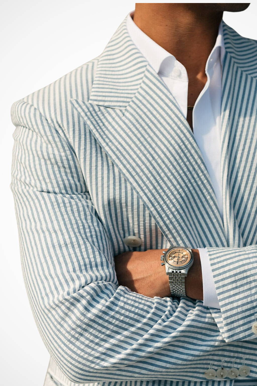 Premium seersucker two-piece suit for men, designed for event wear