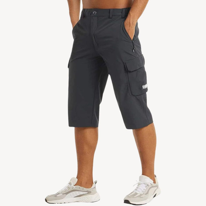 Lightweight men's cargo capri pants, ideal summer trousers for active men. Comfortable & stylish.