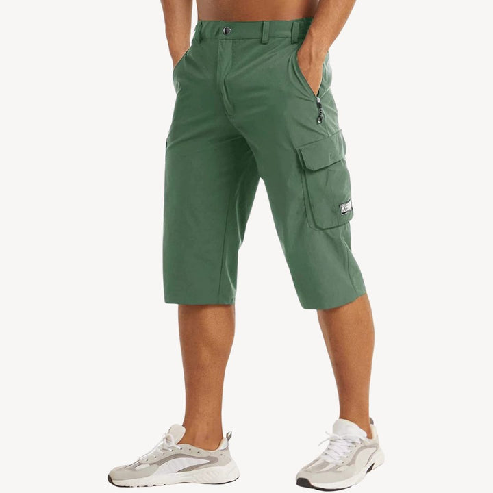 Stylish men's cargo capri pants, versatile 3/4 casual trousers for daily wear & active lifestyle.