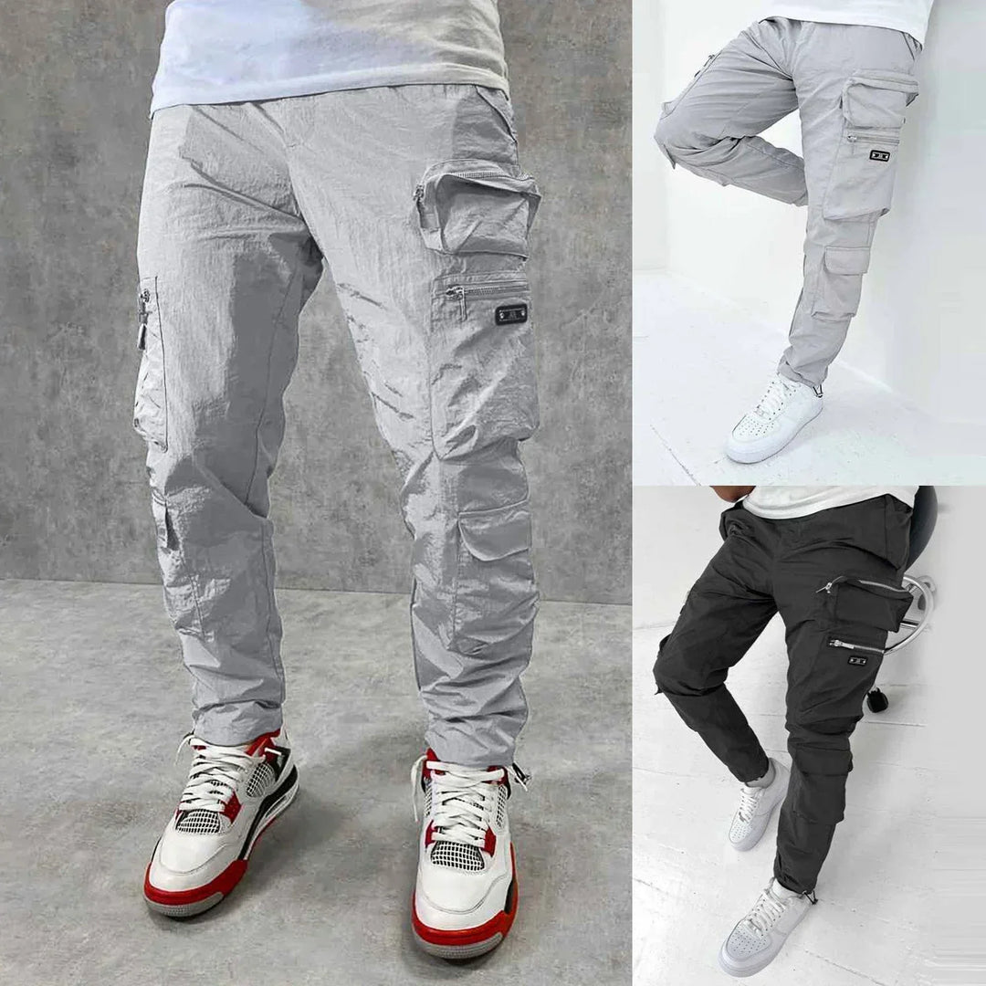 Stylish men's cargo pants, durable multi-pocket design, perfect for casual wear, outdoor, or work.
