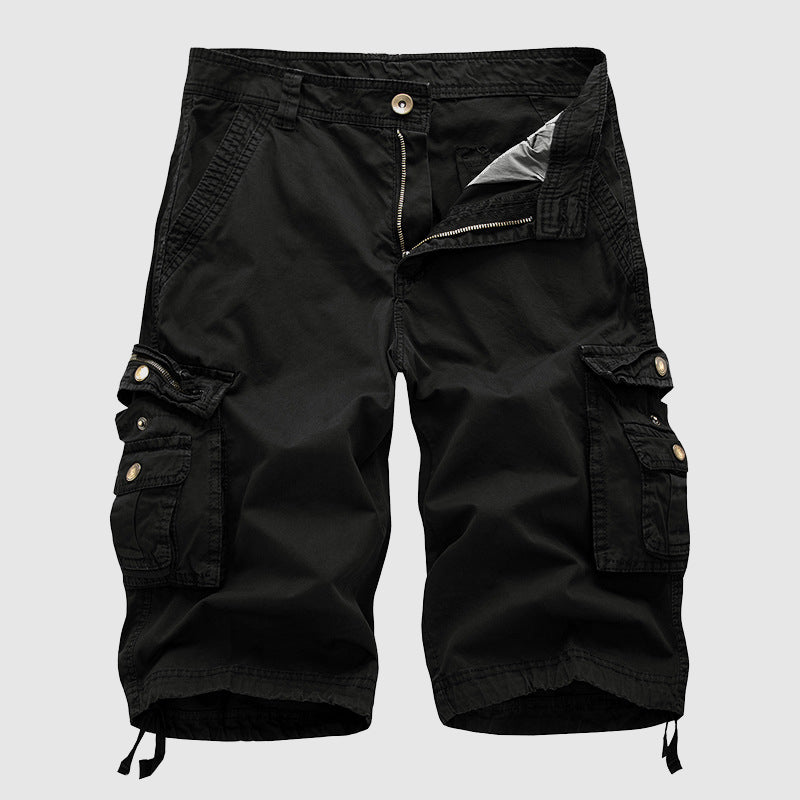 Outdoor men's knee-length cargo shorts, durable explorer design, multi-pocket for adventure.