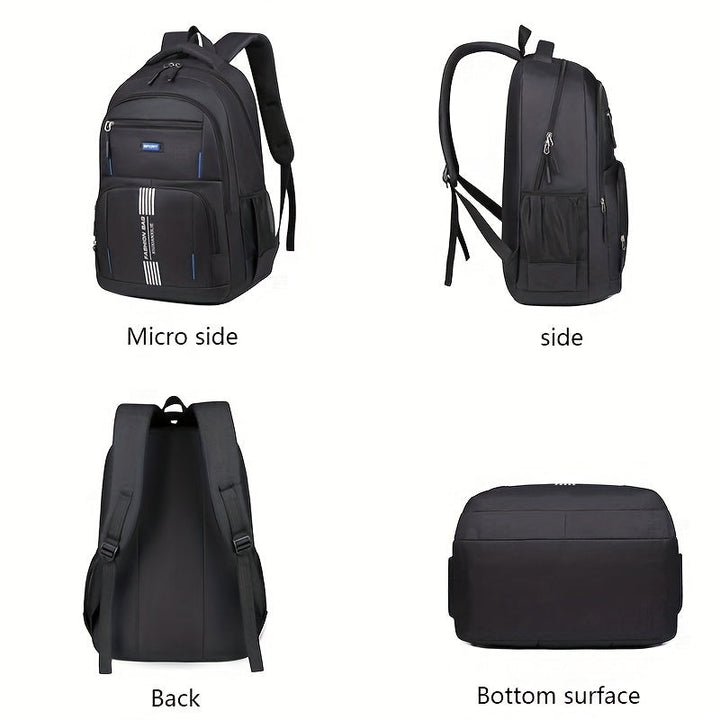 Men's durable leather backpack with spacious interior, great for daily commute & travel essentials.