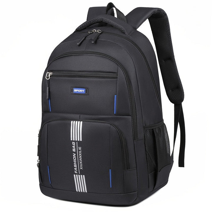 Close-up of full-grain leather texture on men's durable backpack, suitable for daily commute.