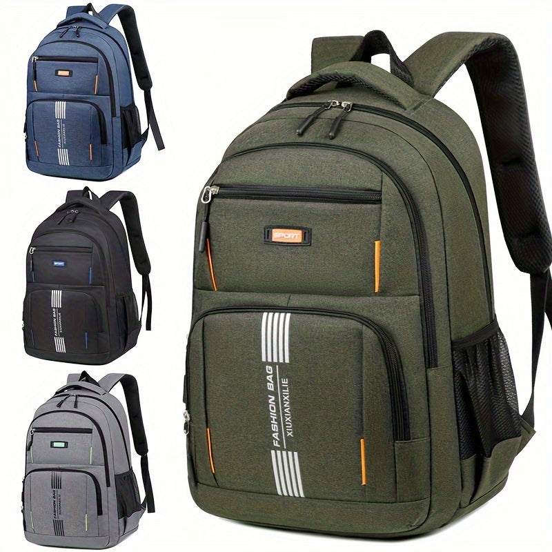 New men's versatile full-grain leather backpack, durable for travel, laptop-friendly, daily commute.