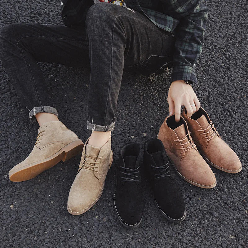 Side view of men's western boots, highlighting the stable footing and classic design.