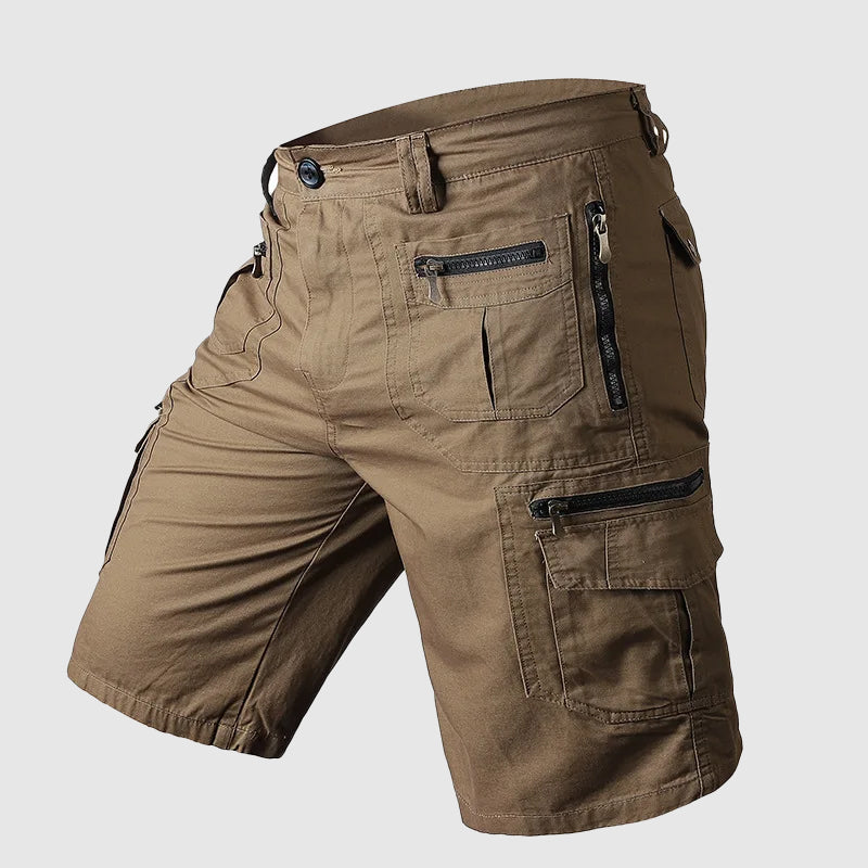 Men's durable knee-length cargo shorts with multi-pockets, perfect for casual wear & outdoor adventures.