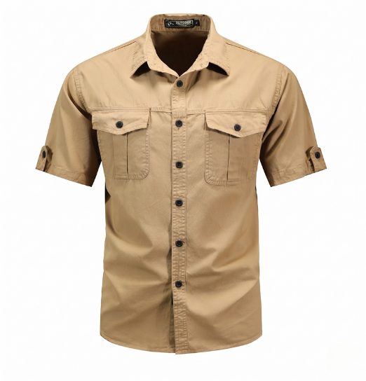 Men's durable long sleeve cargo shirt, perfect for outdoor adventure and travel.