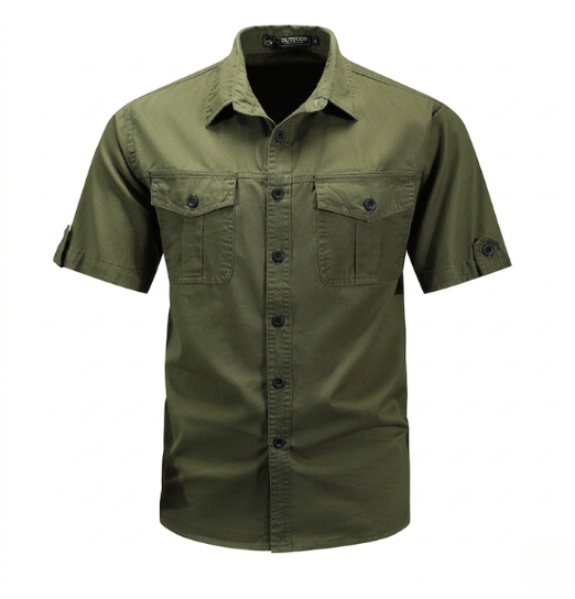 Casual men's cargo shirt with multiple pockets, ideal for work and outdoor activities.