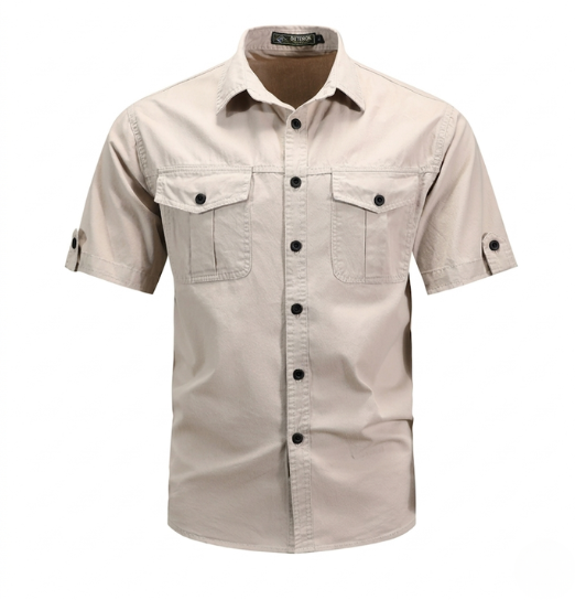 Stylish and functional men's outdoor cargo shirt, great for travel and everyday wear.