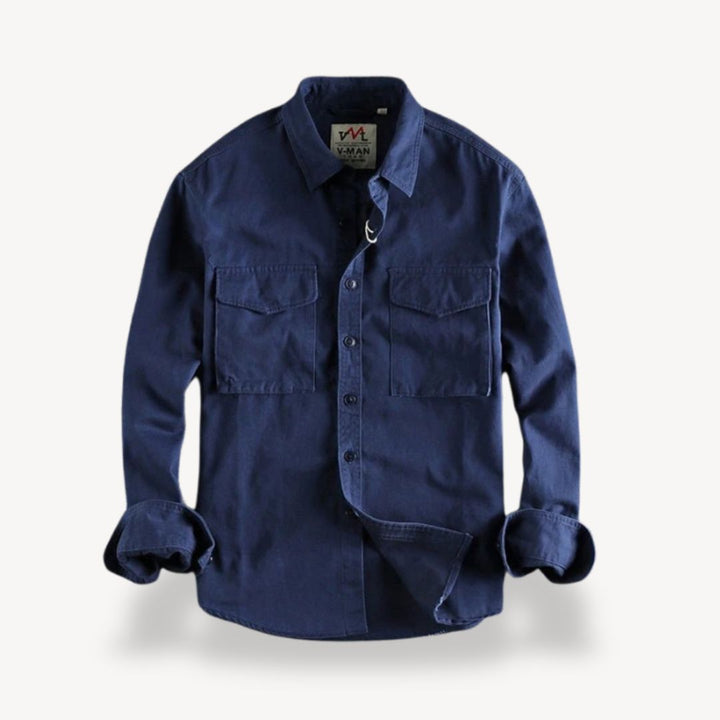 Rugged men's utility shirt with multiple pockets, ideal for workwear and durable everyday apparel.