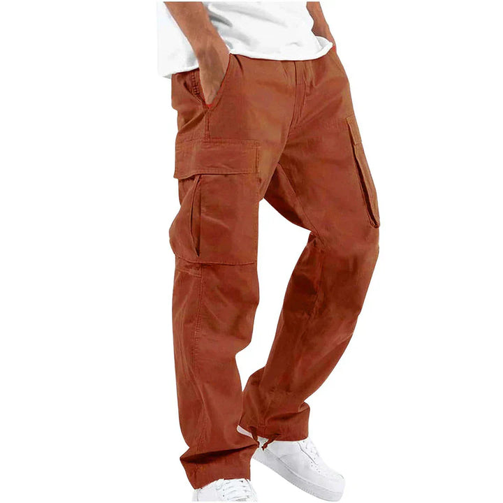 Rugged men's multi-pocket trousers, built for durability & comfort. Ideal cargo pants for outdoor & casual use.