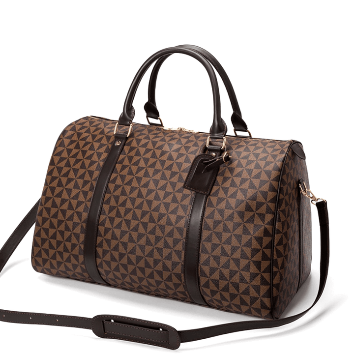 Organized men's duffel bag with multiple compartments, a stylish and durable travel companion.