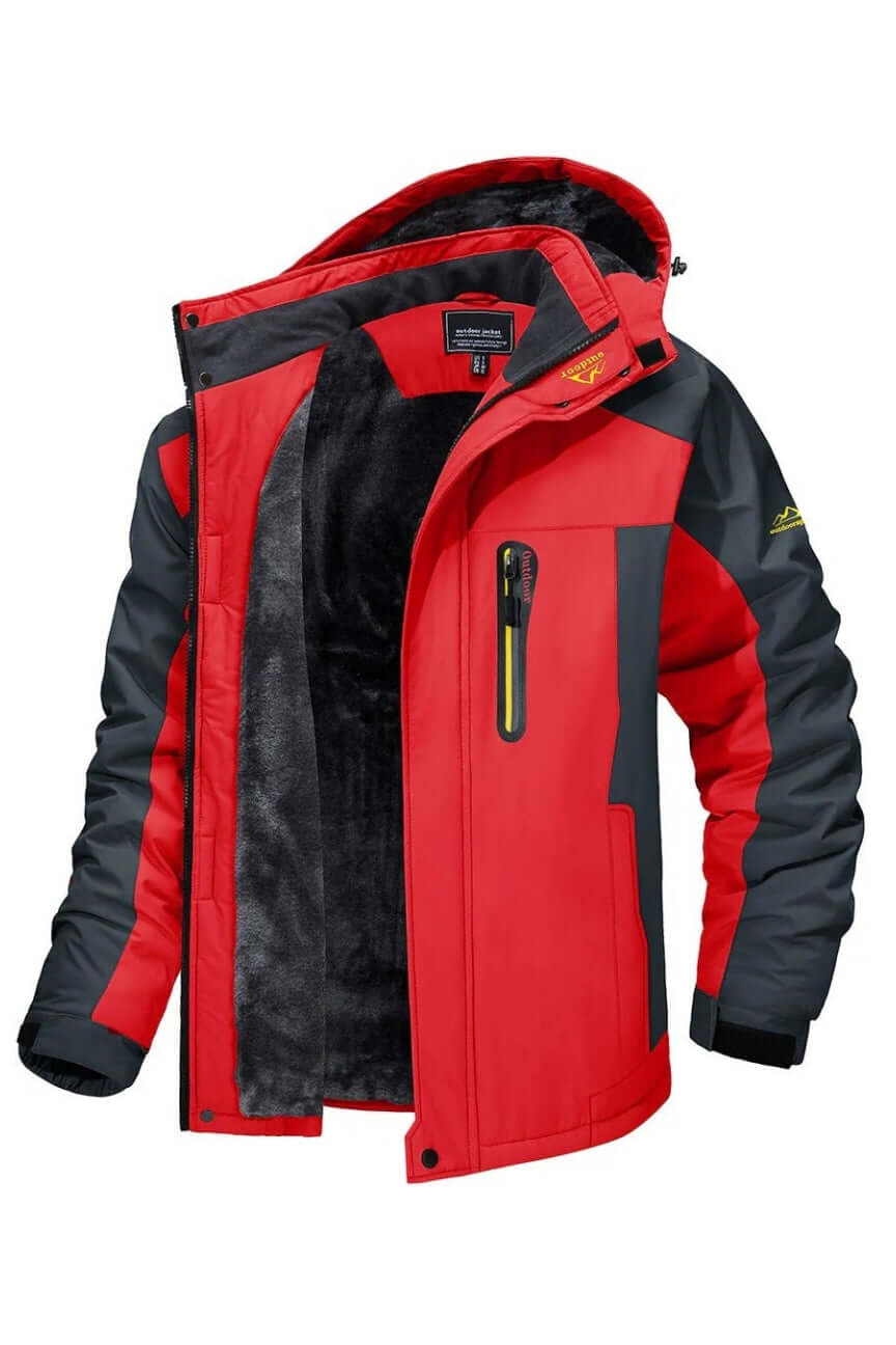 Waterproof men's winter jacket for cold weather. Durable insulated outerwear for hiking & outdoor adventures.