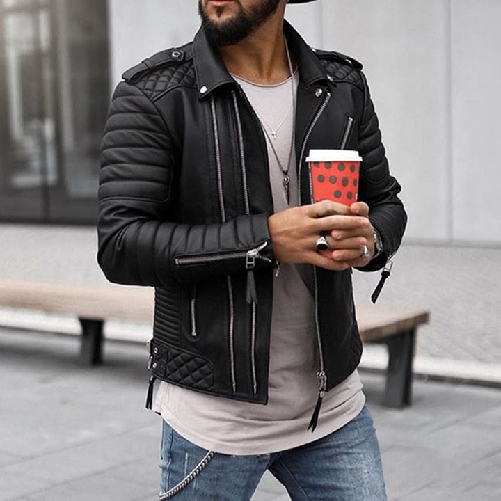 Men's Dylan quilted moto jacket with trendy zip-up style, perfect for fall fashion.