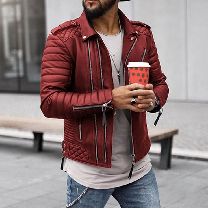 Streetwear essential: Men's Dylan trendy zip-up quilted moto jacket for winter fashion.