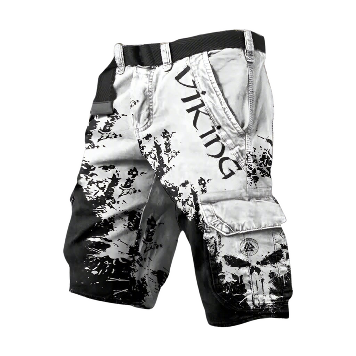 Men's dynamic patterned adventure shorts, perfect for outdoor activities & versatile style.