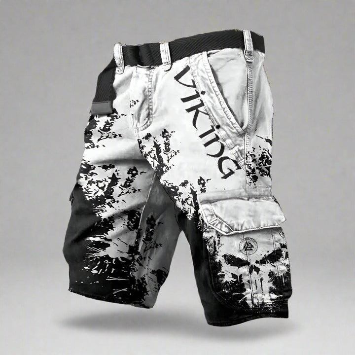 Comfortable men's patterned performance shorts for active adventures and casual summer wear.