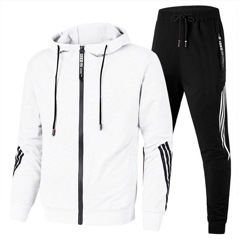 Men's dynamic performance tracksuit set for running & gym. Stylish athletic sportswear two-piece activewear.