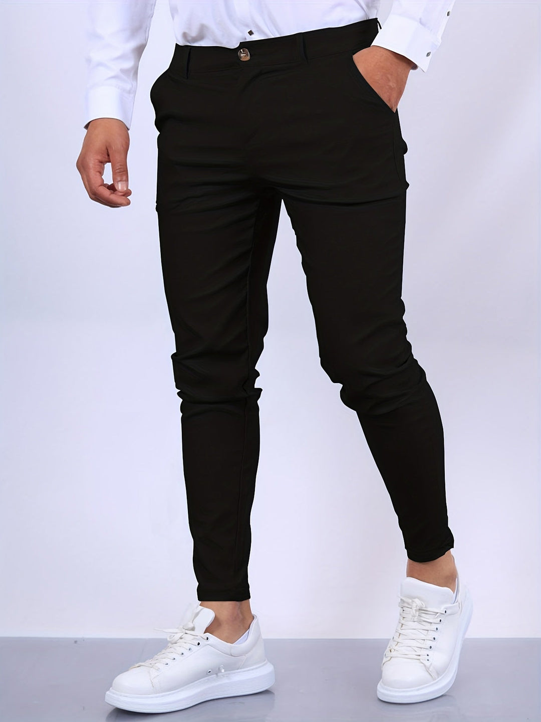 Comfortable men's stretch skinny pants, ideal for dynamic movement & all-day wear.