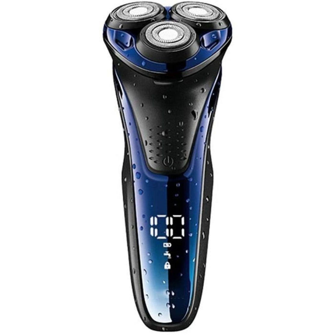 Men's electric shaver with 3D flexible heads for precise, comfortable wet/dry shaving and grooming.