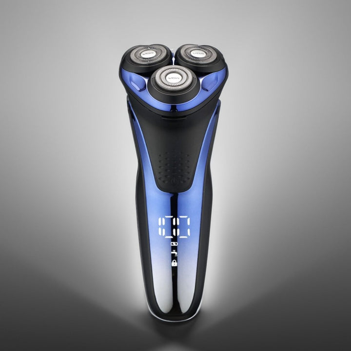 High-performance men's electric shaver. Waterproof 3D flexible rotary heads for versatile wet/dry personal care.