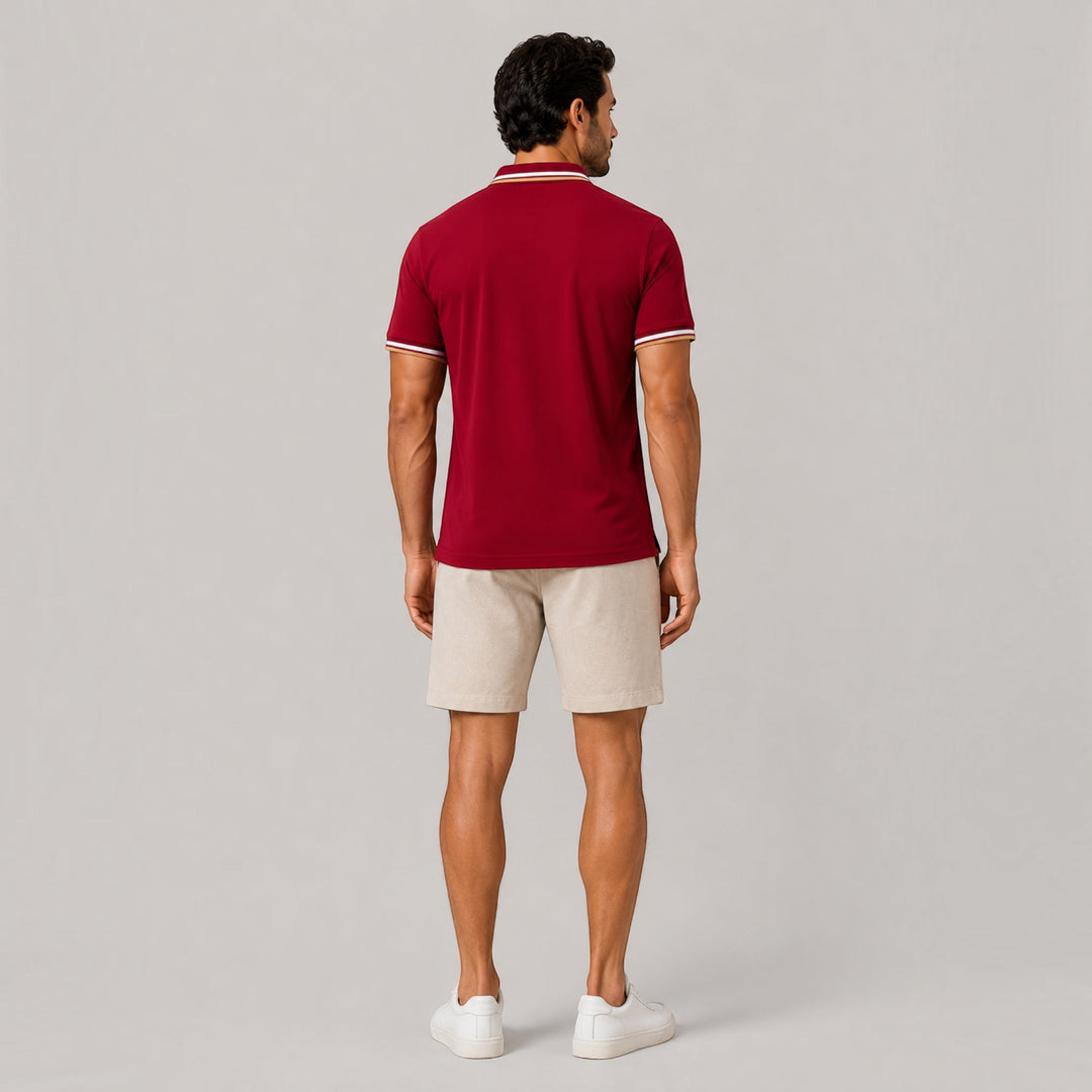 Professional men's workwear: 2-piece knit polo set for an elegant, smart casual office look.