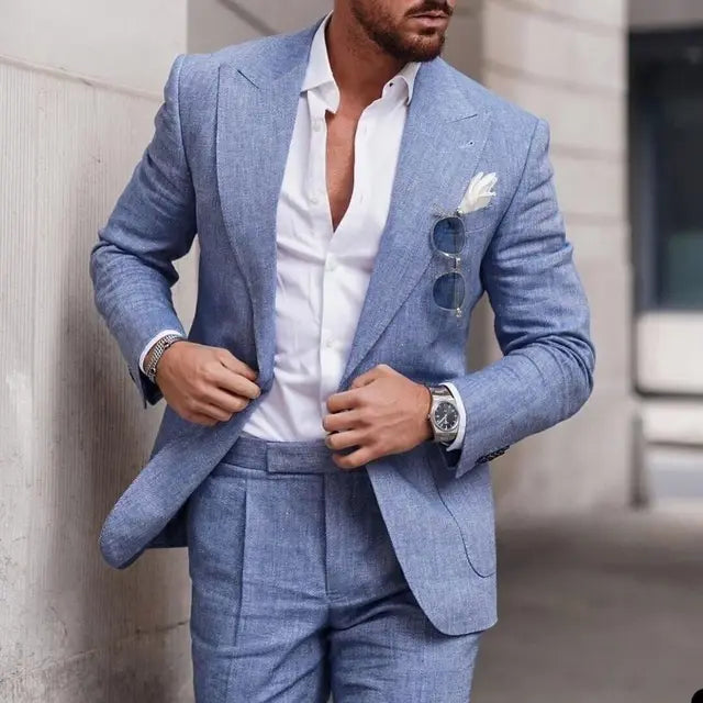 Men's suit trousers with a tailored fit. Comfortable and elegant for wedding and formal event wear.