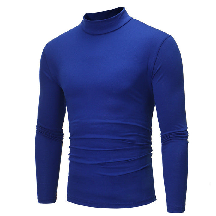 Essential men's long-sleeve turtleneck t-shirt, versatile for smart casual outfits, layering, and comfort.