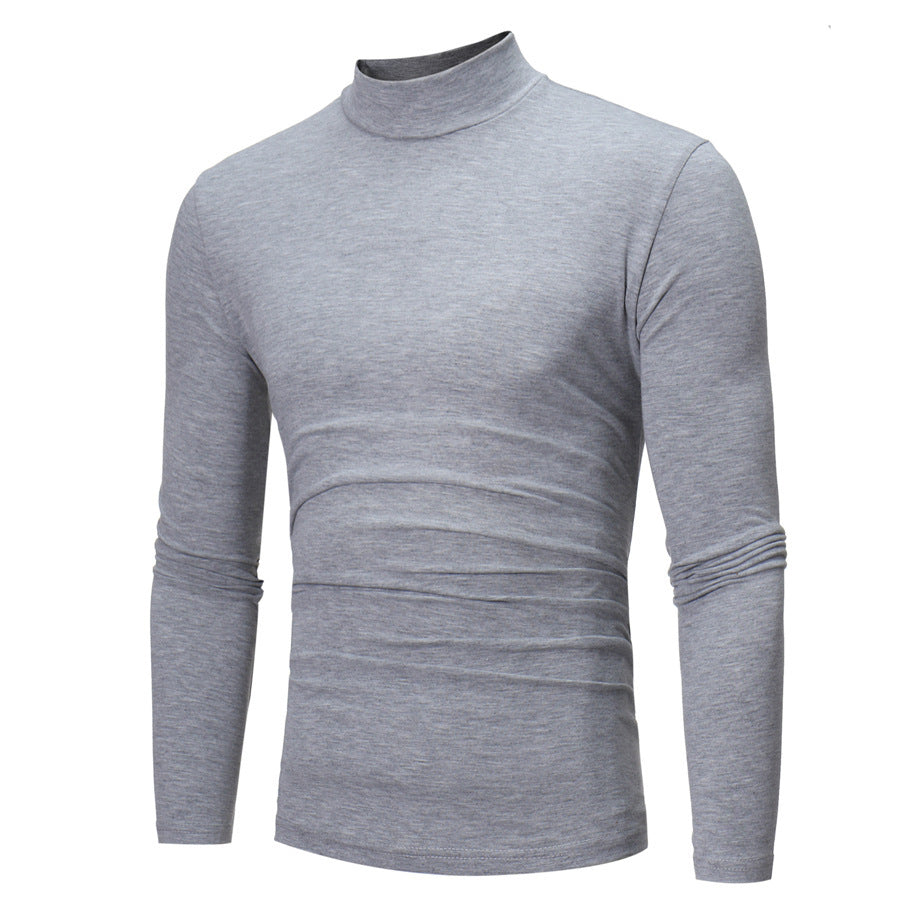 Slim-fit men's elegant turtleneck t-shirt, offering a sleek, sophisticated profile for smart casual fashion.