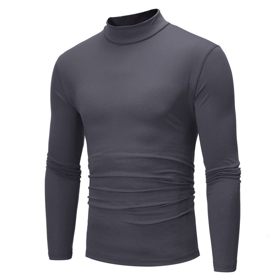 Premium men's knit turtleneck t-shirt, comfortable and refined for elegant smart casual fashion.