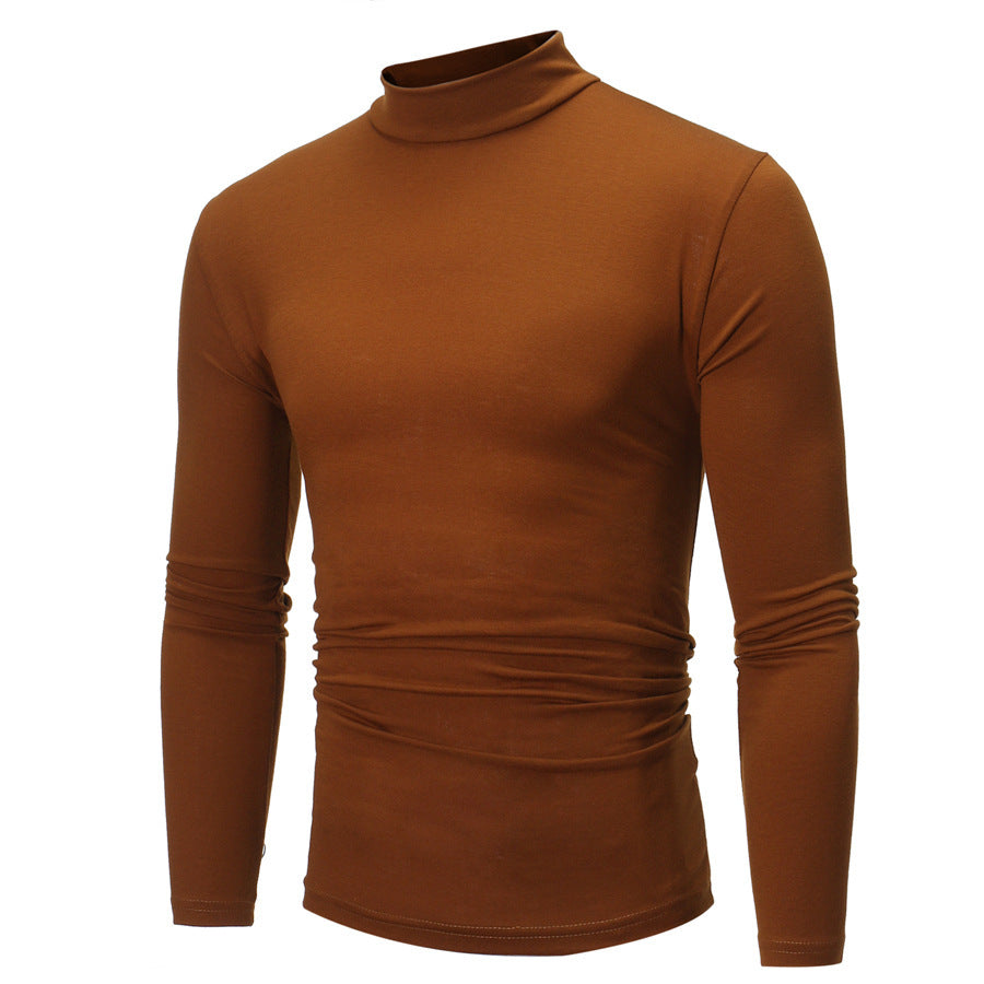Sophisticated men's smart casual turtleneck t-shirt. Versatile long-sleeve top for modern fashion.