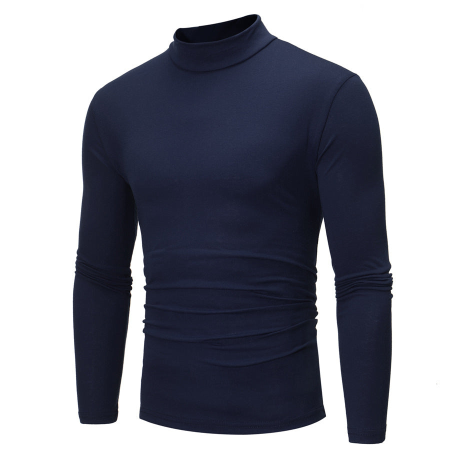 Versatile men's turtleneck t-shirt, ideal for sophisticated smart casual layering and diverse outfits.