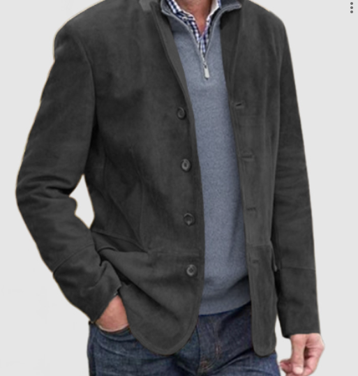 Men's elegant blue blazer jacket, versatile for business casual, smart casual, or formal wear. Button-front style.
