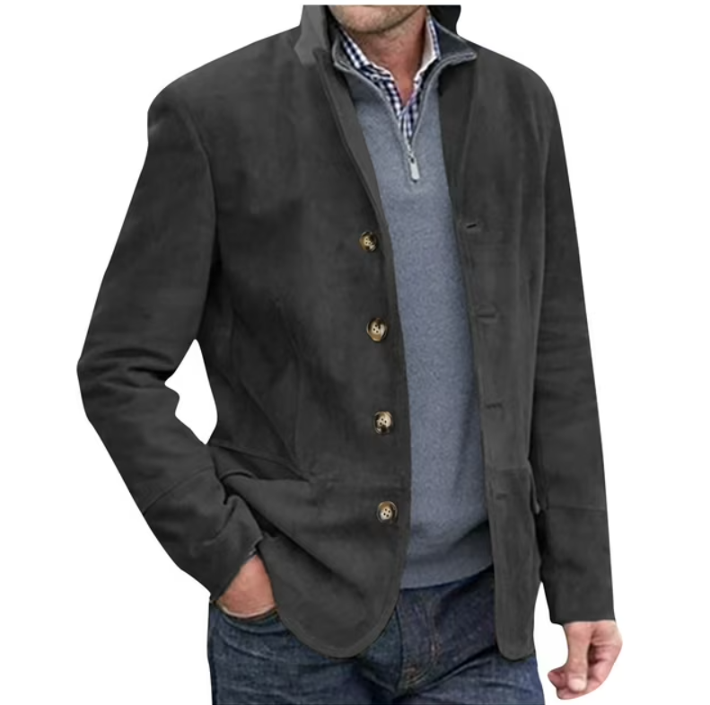 Stylish men's brown blazer jacket, great for smart casual outfits & everyday layering. Versatile & elegant.