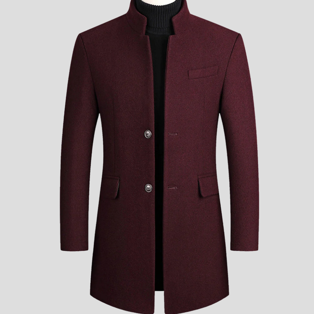 Men's elegant classic longline overcoat, a sophisticated outerwear essential for formal & smart-casual winter fashion.