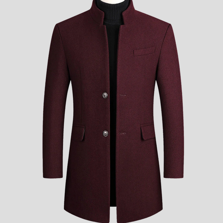 Men's elegant classic longline overcoat, a sophisticated outerwear essential for formal & smart-casual winter fashion.