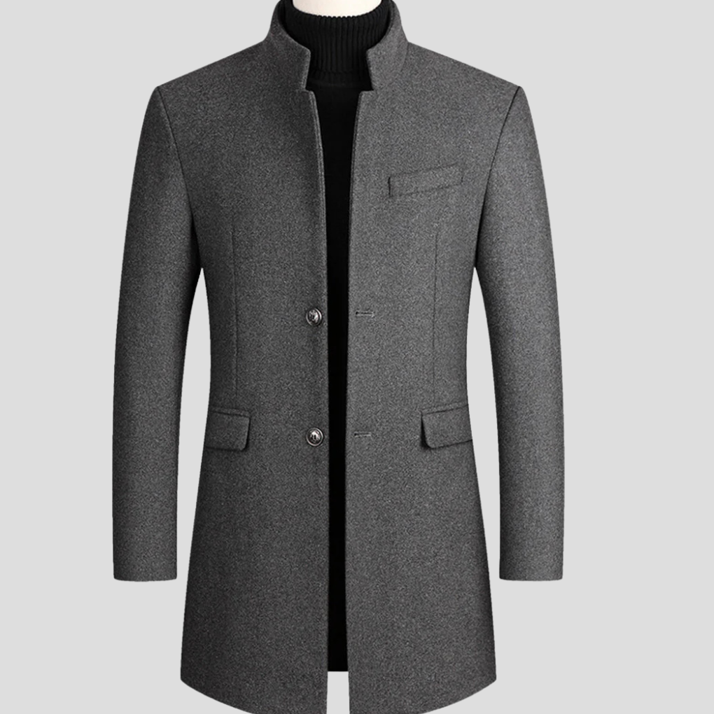 Stylish men's classic formal coat with tailored fit, versatile menswear overcoat for a sophisticated look.