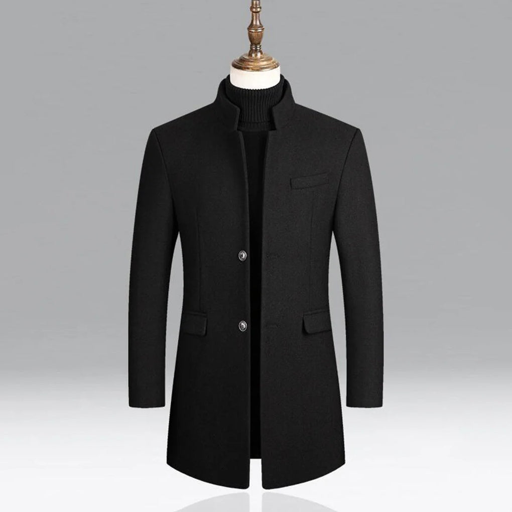 Stylish men's long overcoat, classic and formal, perfect for winter fashion and sophisticated attire.