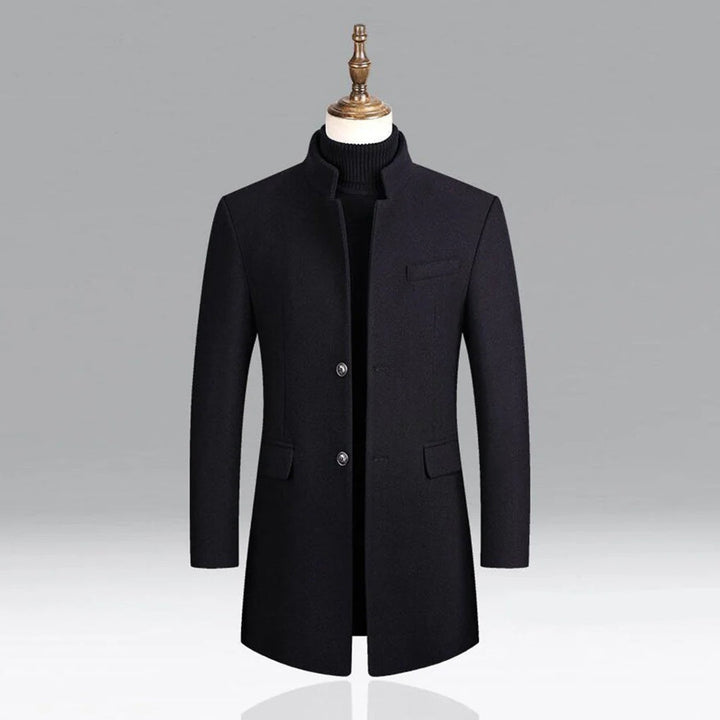 Tailored men's classic formal coat, elegant outerwear for business casual or sophisticated events.