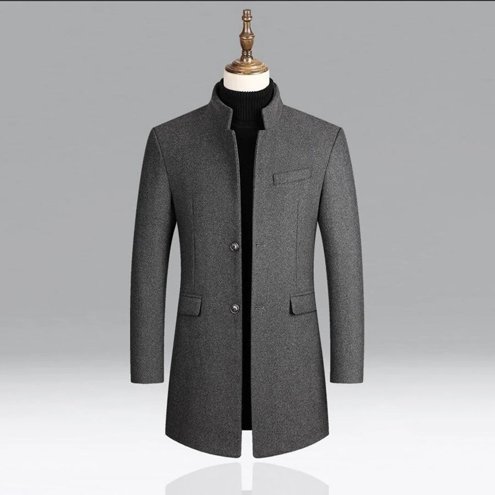 Sophisticated men's classic winter overcoat, timeless formal outerwear for an elegant, sharp look.