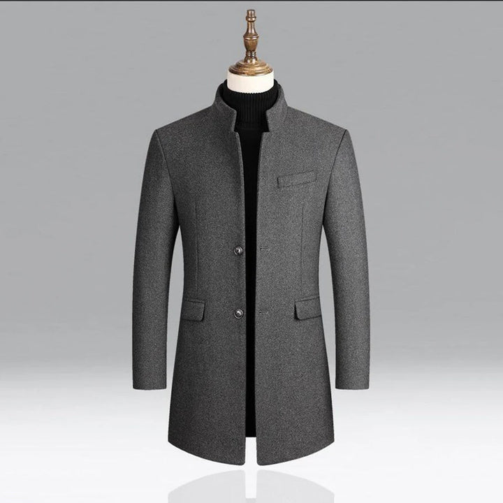 Sophisticated men's classic winter overcoat, timeless formal outerwear for an elegant, sharp look.
