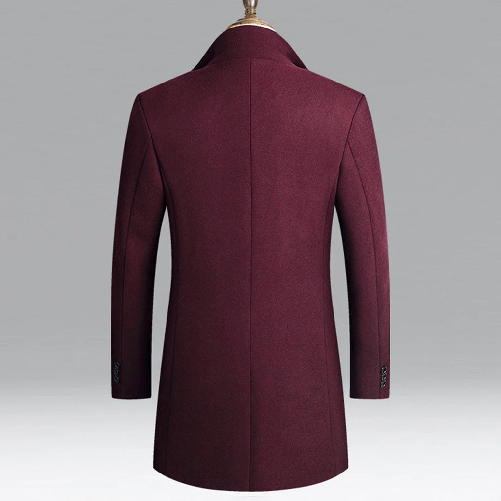 Men's elegant classic coat, a stylish tailored long overcoat for formal occasions or business casual wear.