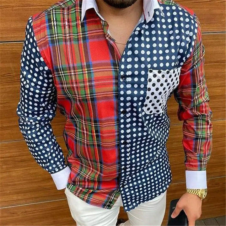 Versatile men's long sleeve floral shirt, modern slim fit, suitable as a party or smart casual dress shirt.