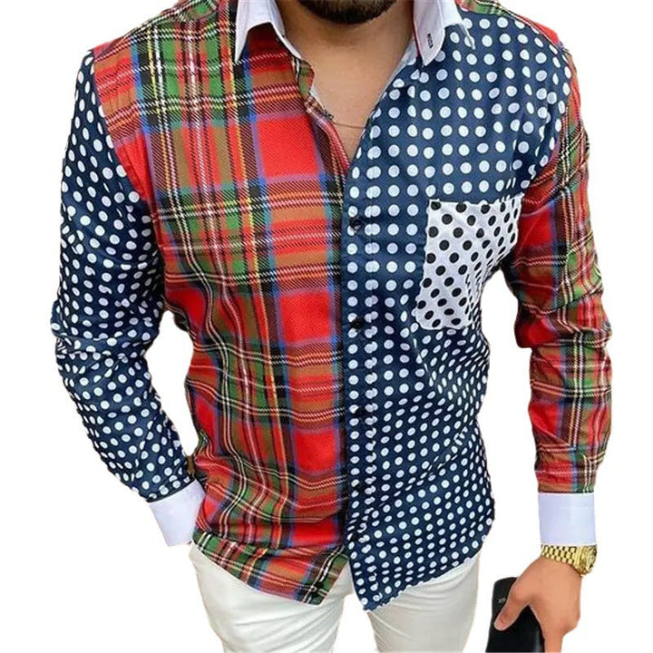 Men's slim fit dress shirt, long sleeve with a unique floral pattern, elegant and stylish for any occasion.