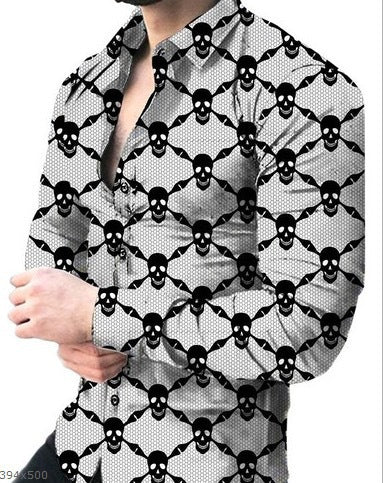 Men's modern floral button-down shirt, long sleeve, elegant design for a sophisticated fashion statement.