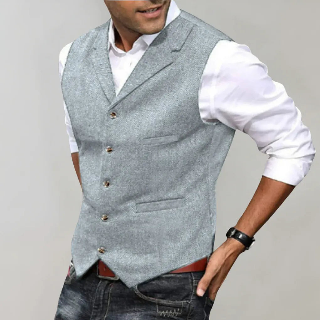 Polished men's formal suit vest for a sharp, refined look. Elegant waistcoat enhances any formal or business attire.