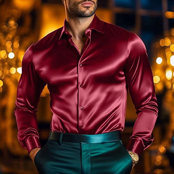 Men's formal wear: elegant sheen button-down shirt
