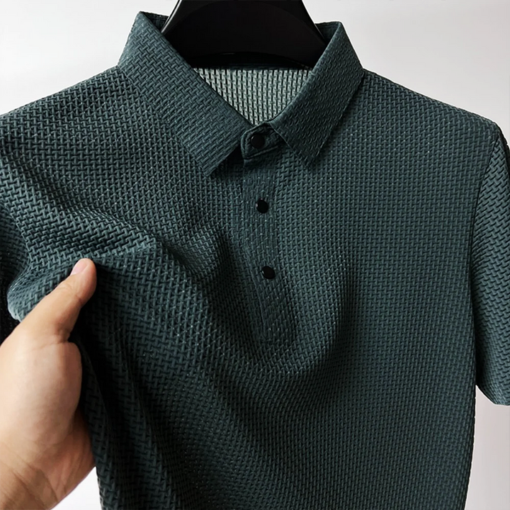 Elegant men's summer polo shirt, comfortable short sleeve design for stylish casual wear.