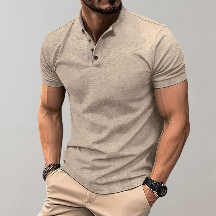 Versatile men's elegant polo shirt. Short-sleeve top for casual spring, summer & autumn outfits.